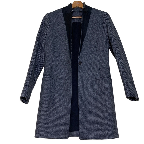 ALLSAINTS‎ Lorie Tula Women’s Wool Blend Coat Tweed Italian Cloth Leather US 4